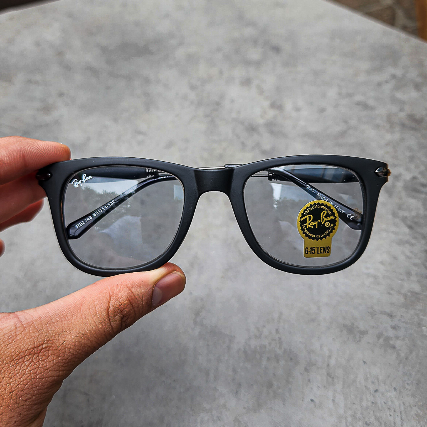 RAY-BAN New Modern Addition Clear & Black 2148 Square Sunglass For Unisex