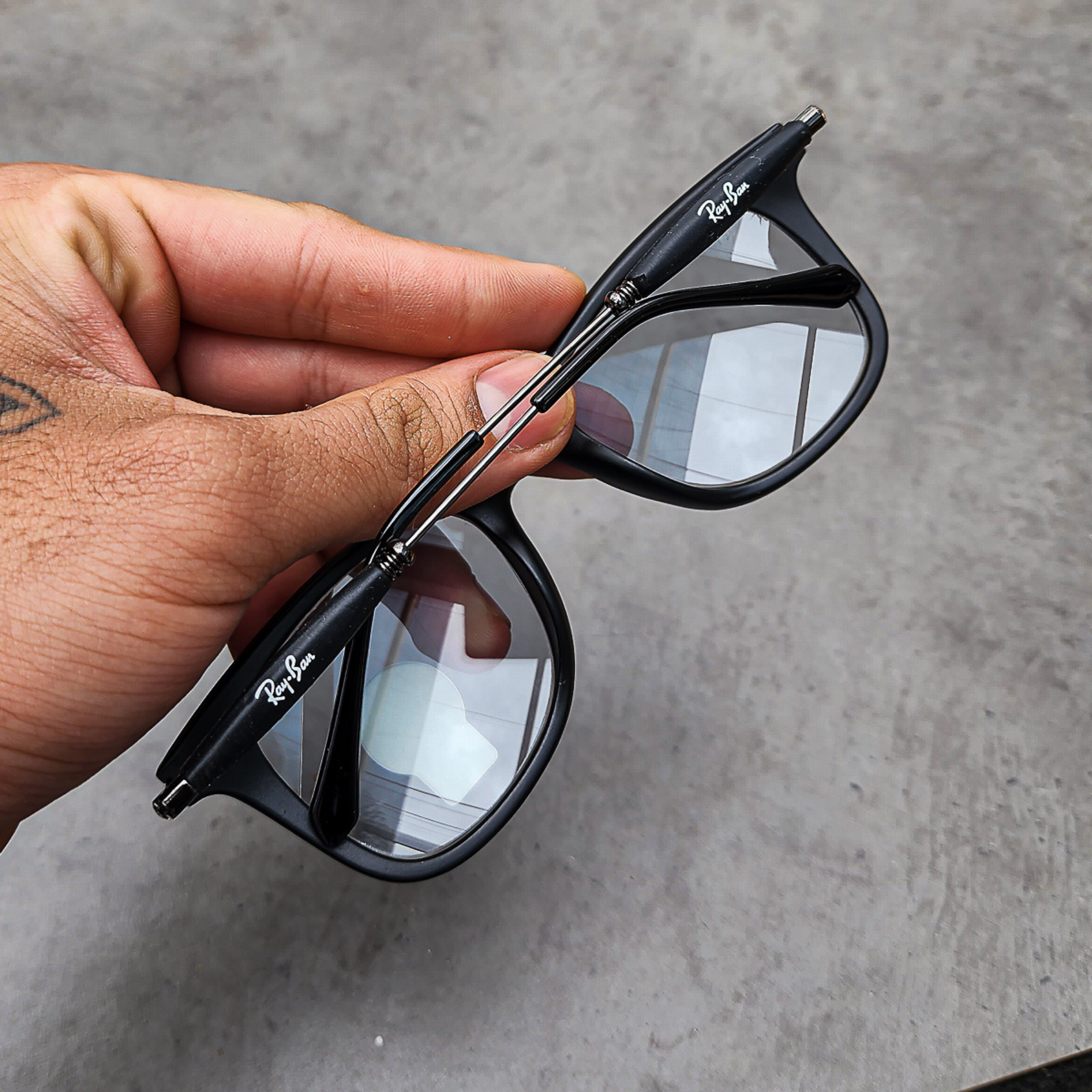 RAY-BAN New Modern Addition Clear & Black 2148 Square Sunglass For Unisex