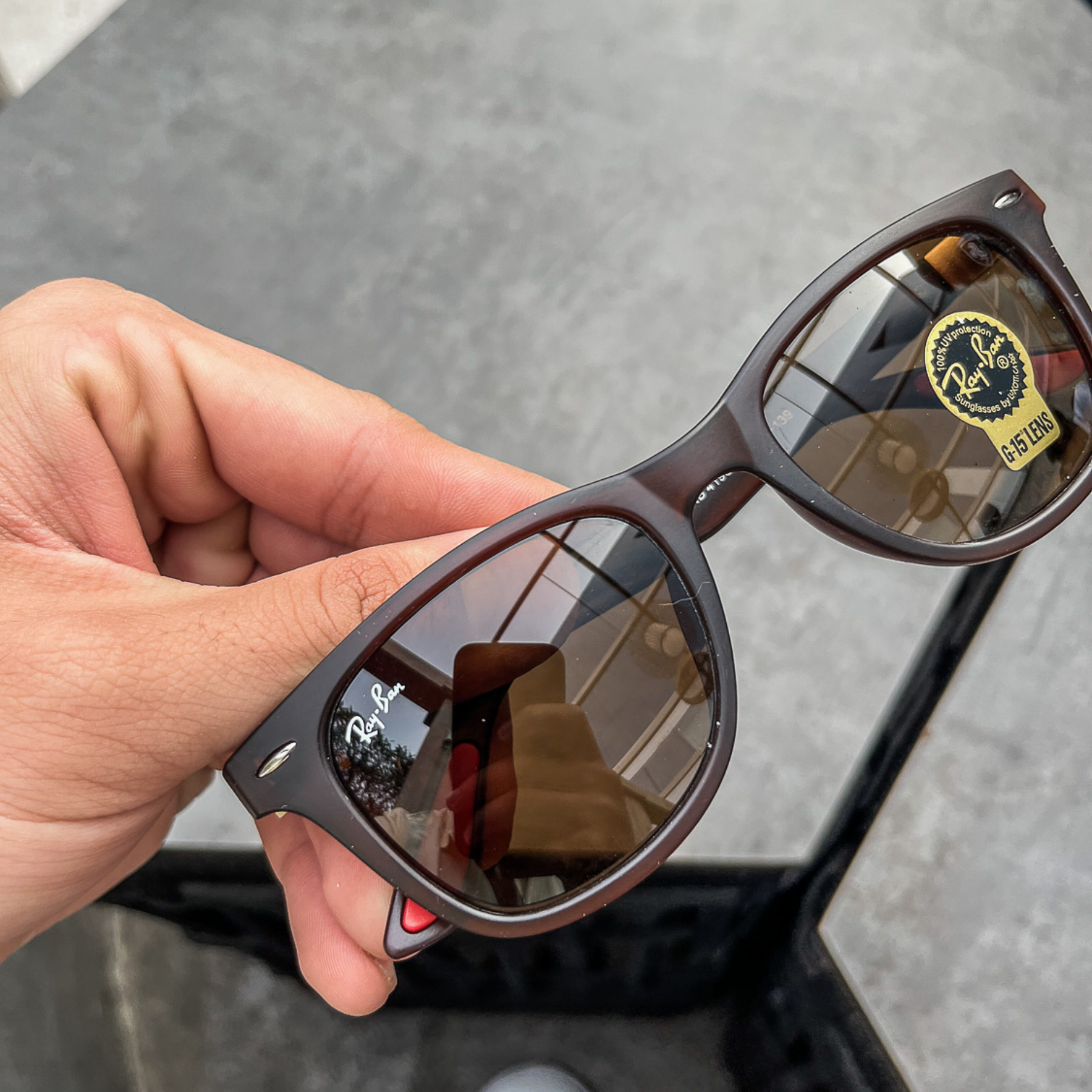 RAY-BAN New Stylish Brown & Black 4195 Square Sunglass For Unisex