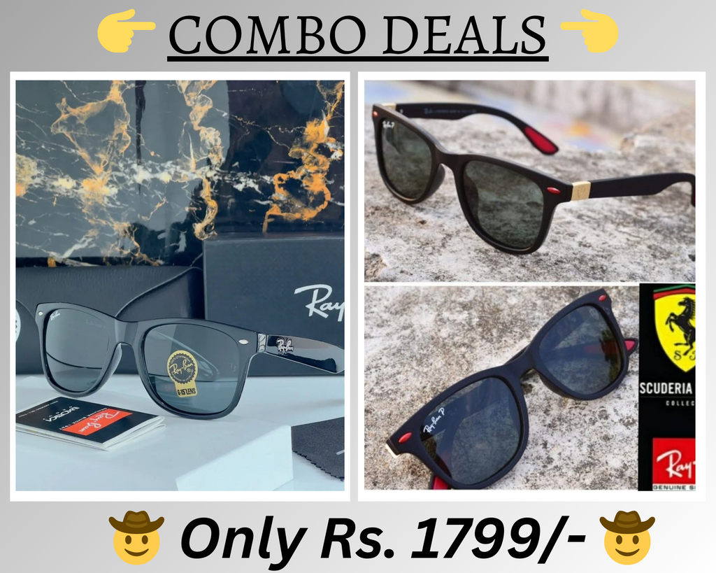 RAY-BAN New Top Trending Men's Pack Of 2 Combo Hot Favourite Wintage Sunglass For Unisex.
