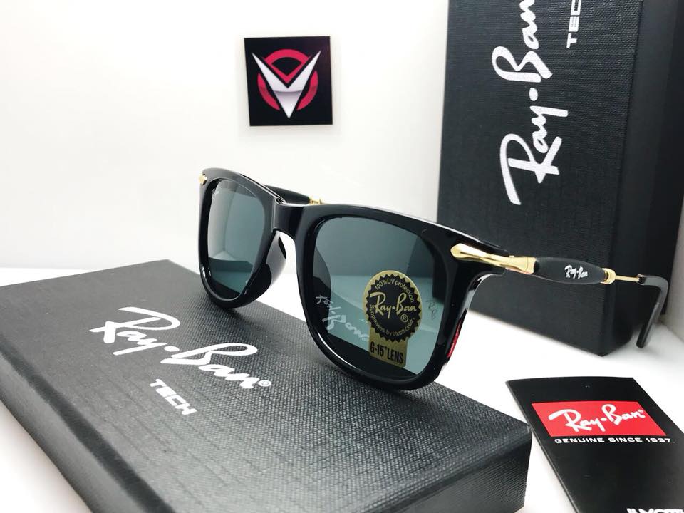 RAY-BAN Black & Gold 2148 Square Trendy Hot Favourite Wintage Sunglass For Unisex.