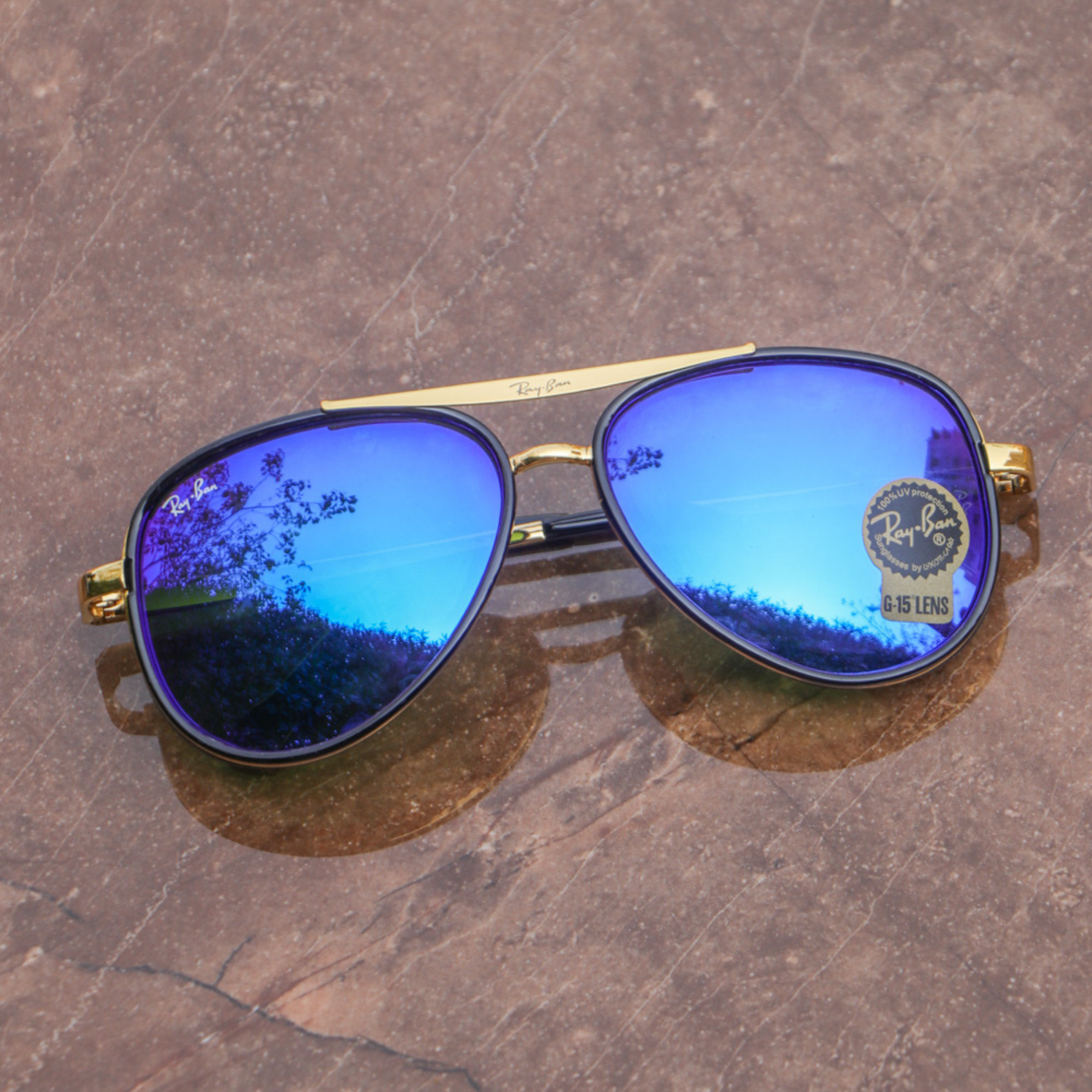 RAY-BAN Blue & Gold 4414 Causal Latest Sunglass For Unisex.