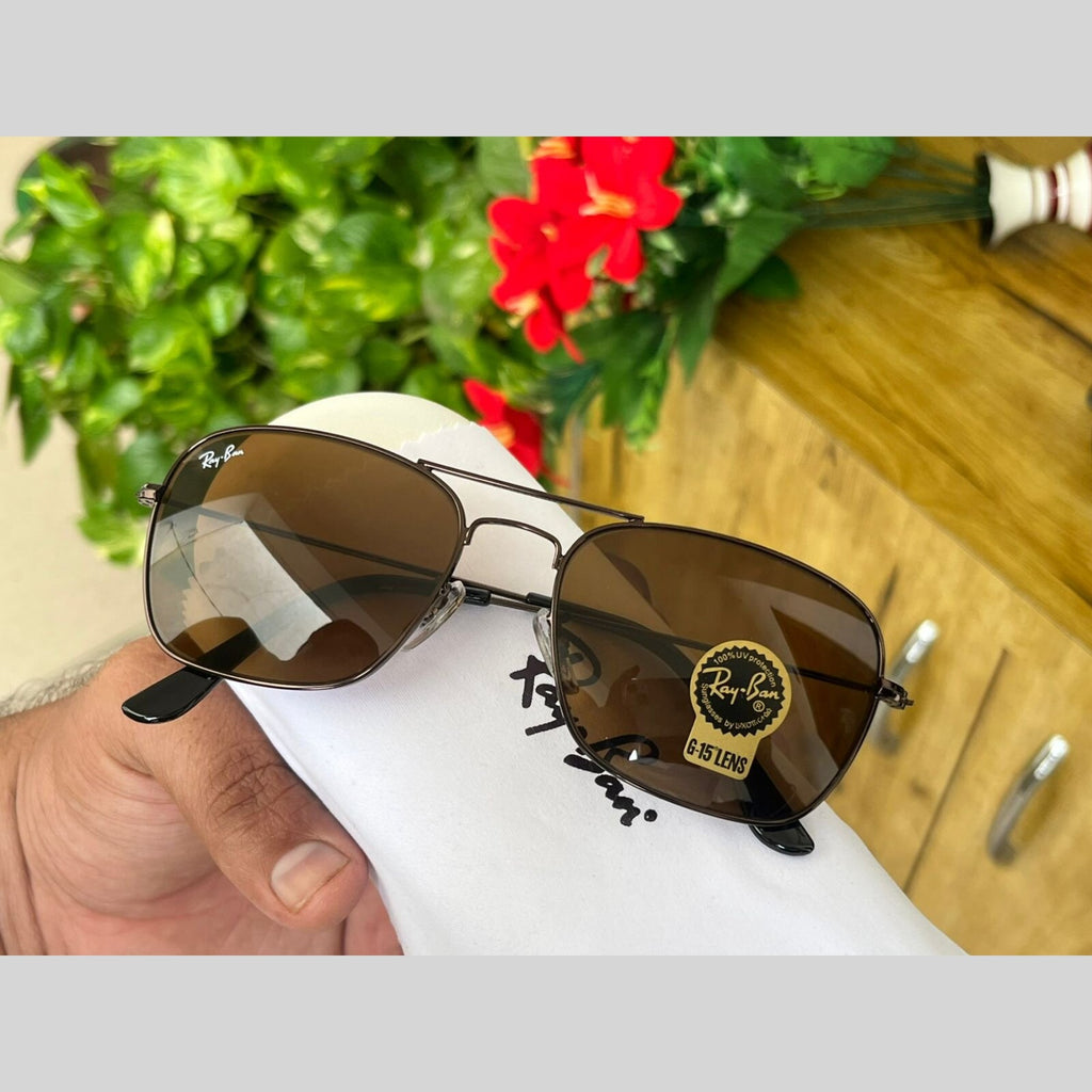 RAY-BAN New Attractive Brown & Brown 3136 Square Aviator Style Sunglass For Unisex