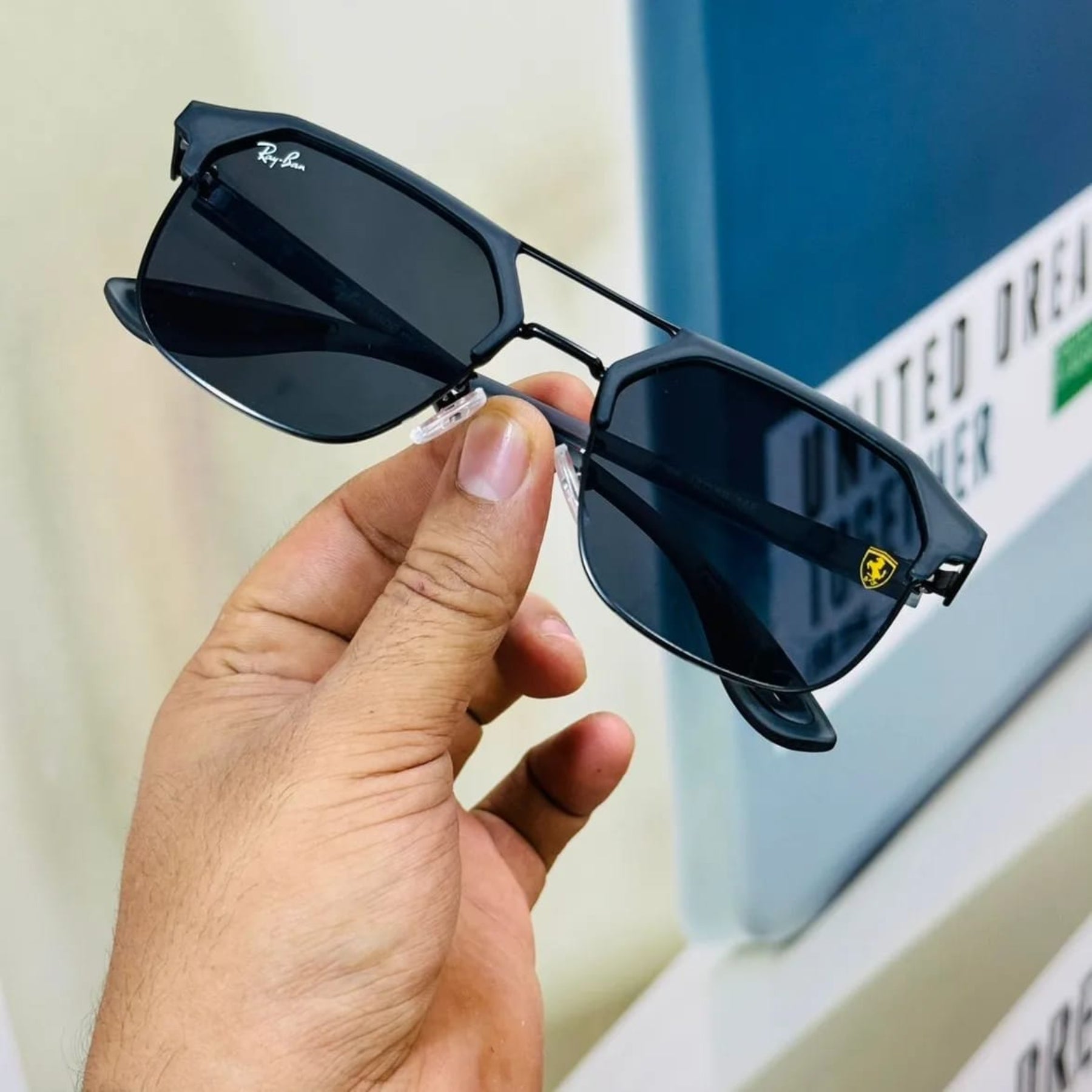 Ray-Ban Latest Fancy All Season Special RB Square Brown Shade Gold 5131 Trending Hot Favorite Fashionable Sunglass For Unisex.