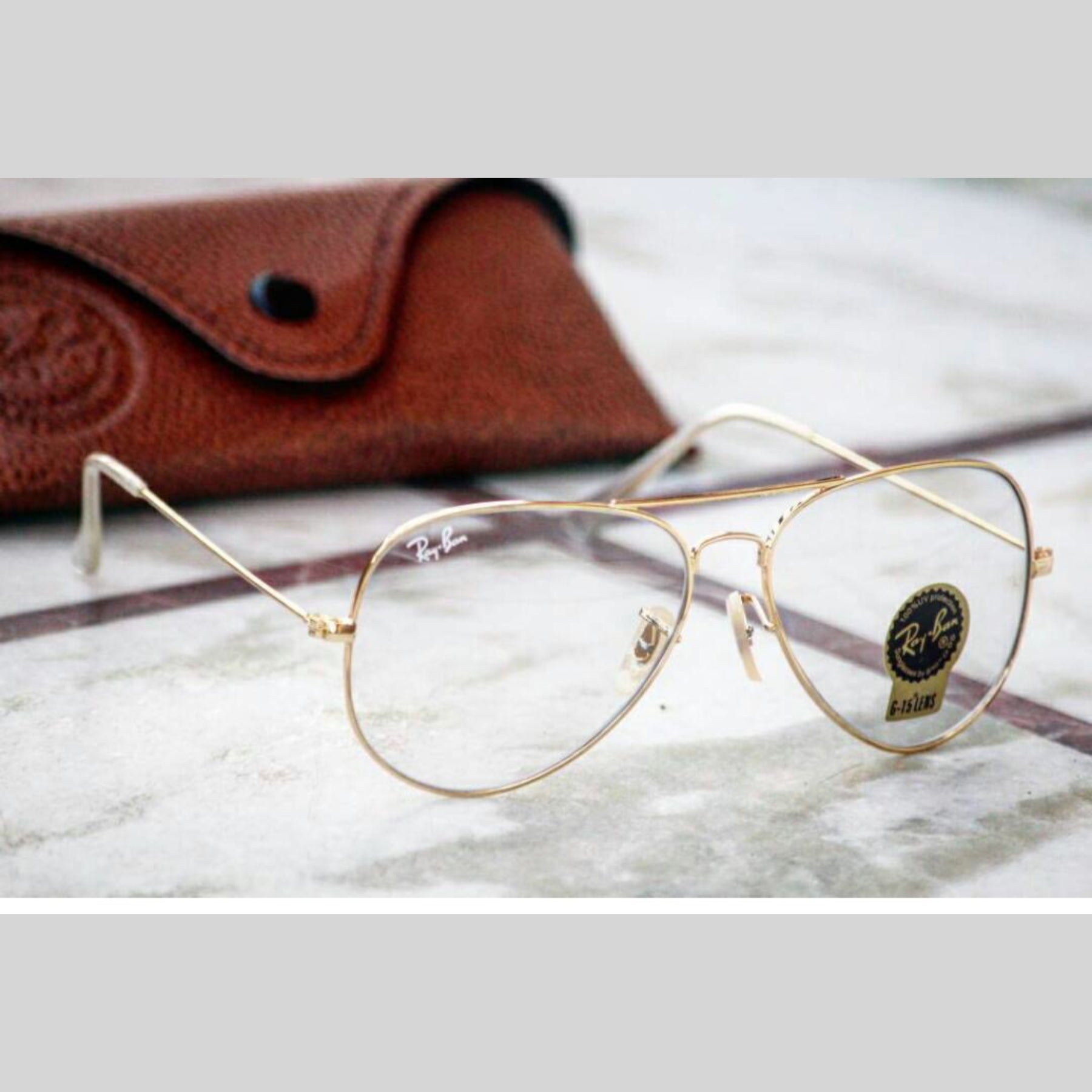 RAY-BAN Clear Day-Night & Gold 3026 Aviator Causal Latest Sunglass For Unisex.