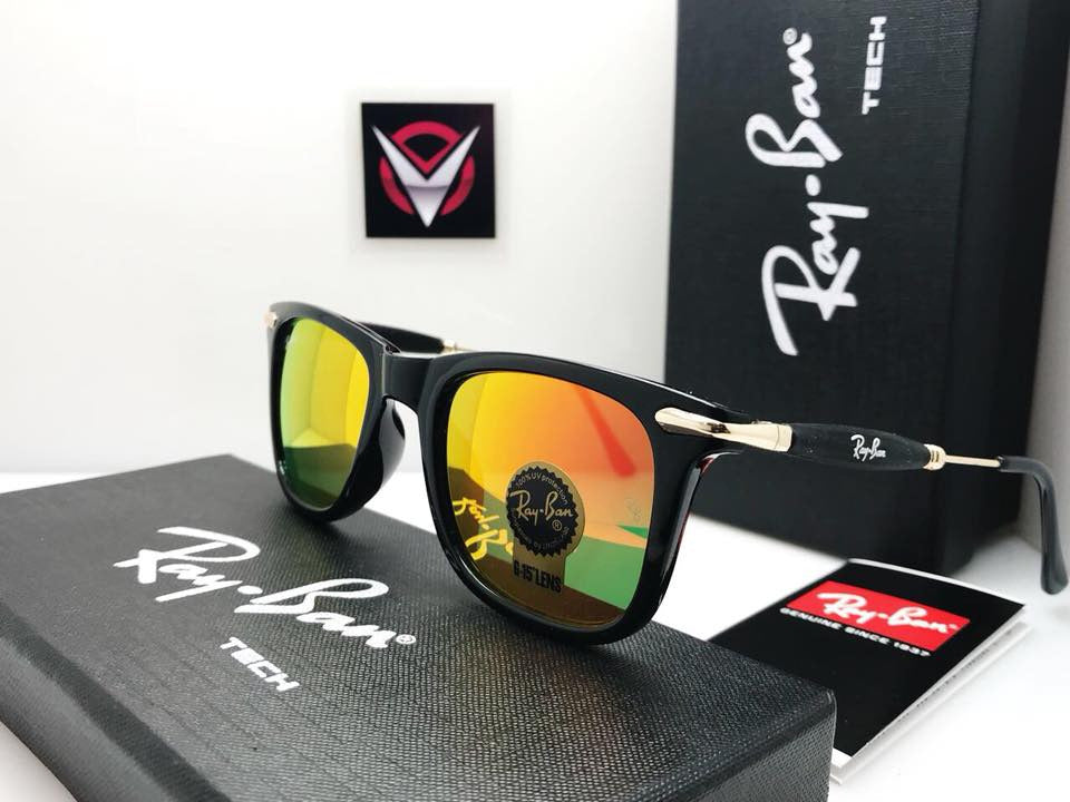 RAY-BAN New Modern Stylish Addition Shaded Blue Shade & Gold 2148 Square Sunglass For Unisex