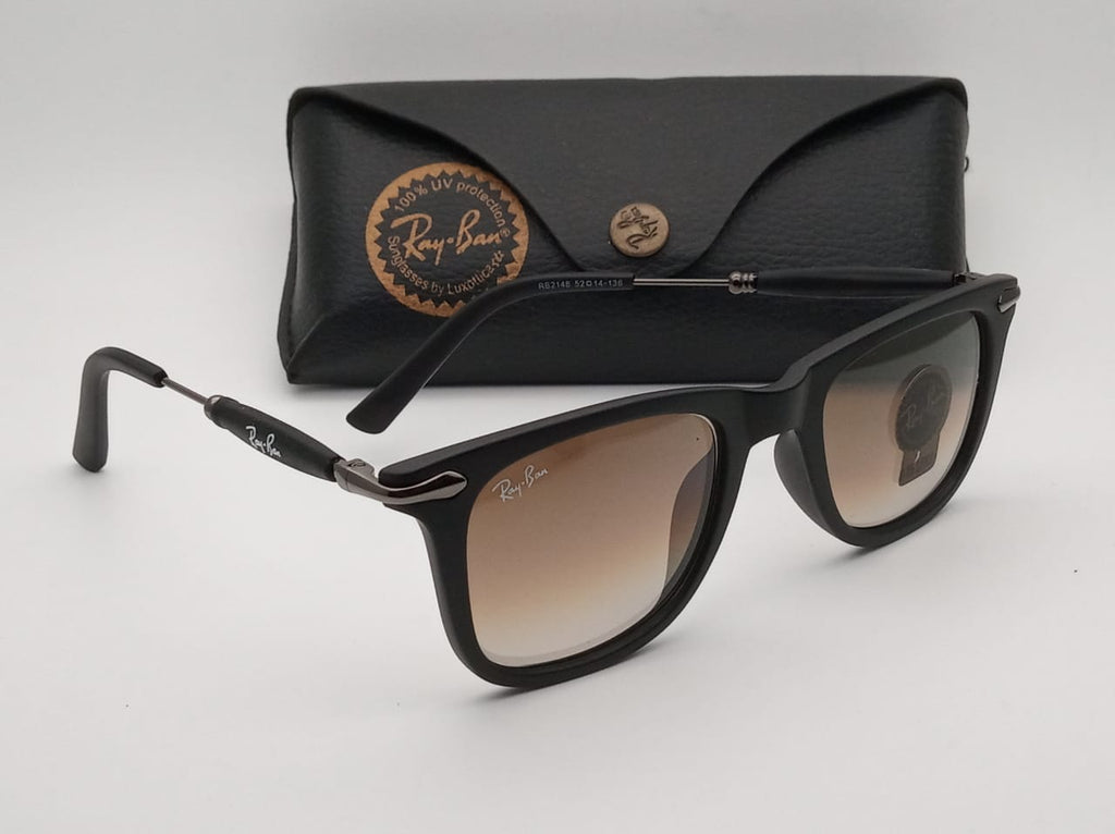 RAY-BAN New Modern Addition Brown Shaded & Brown 2148 Square Sunglass For Unisex