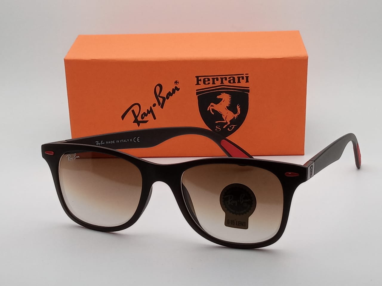 RAY-BAN New Stylish Brown Shade & Black 4195 Square Sunglass For Unisex