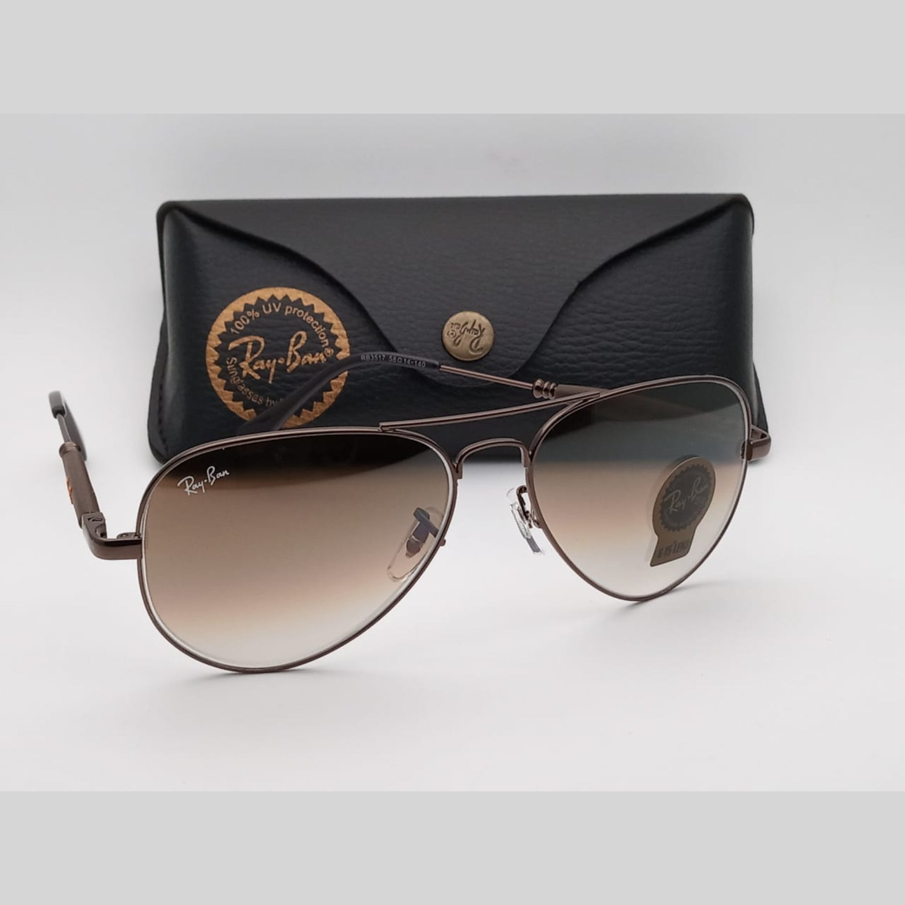 RAY-BAN Brown Shaded & Brown 3517 Oval Trendy Hot Favourite Wintage Sunglass For Unisex.