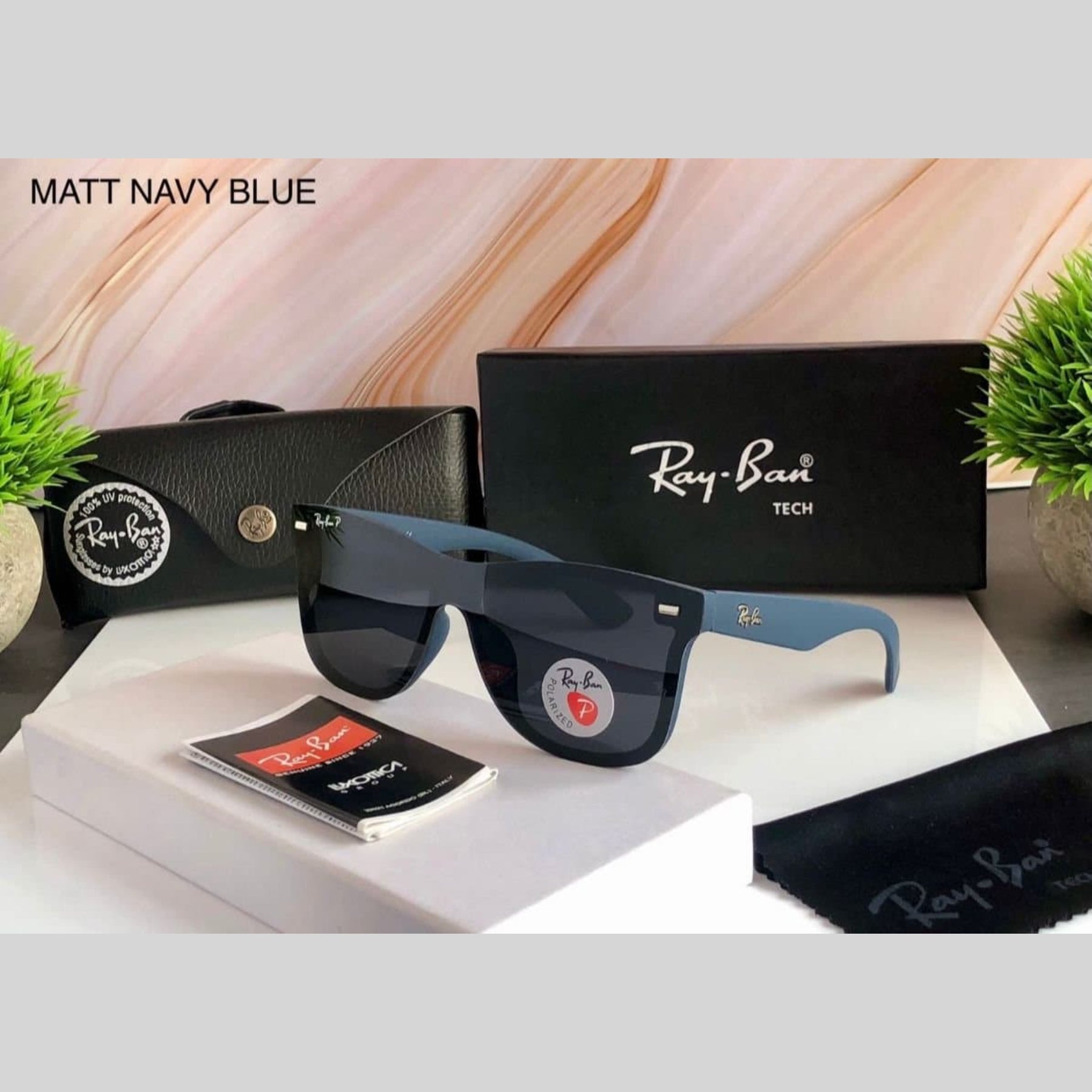 RAY-BAN Black & Black 650 Square Trendy Hot Favourite Wintage Sunglass For Unisex.