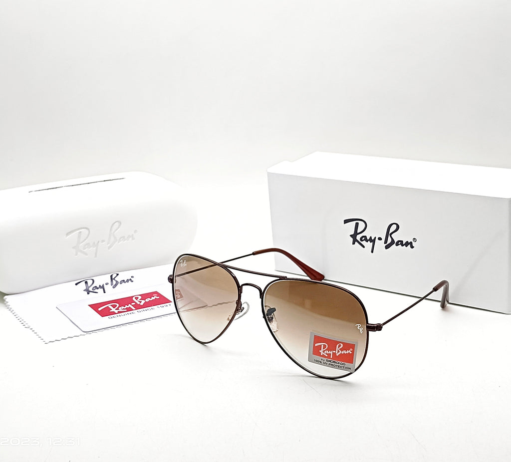 RAY-BAN New Modern Stylish Addition Shaded Blue Shade & Gold 3026 Oval Sunglass For Unisex