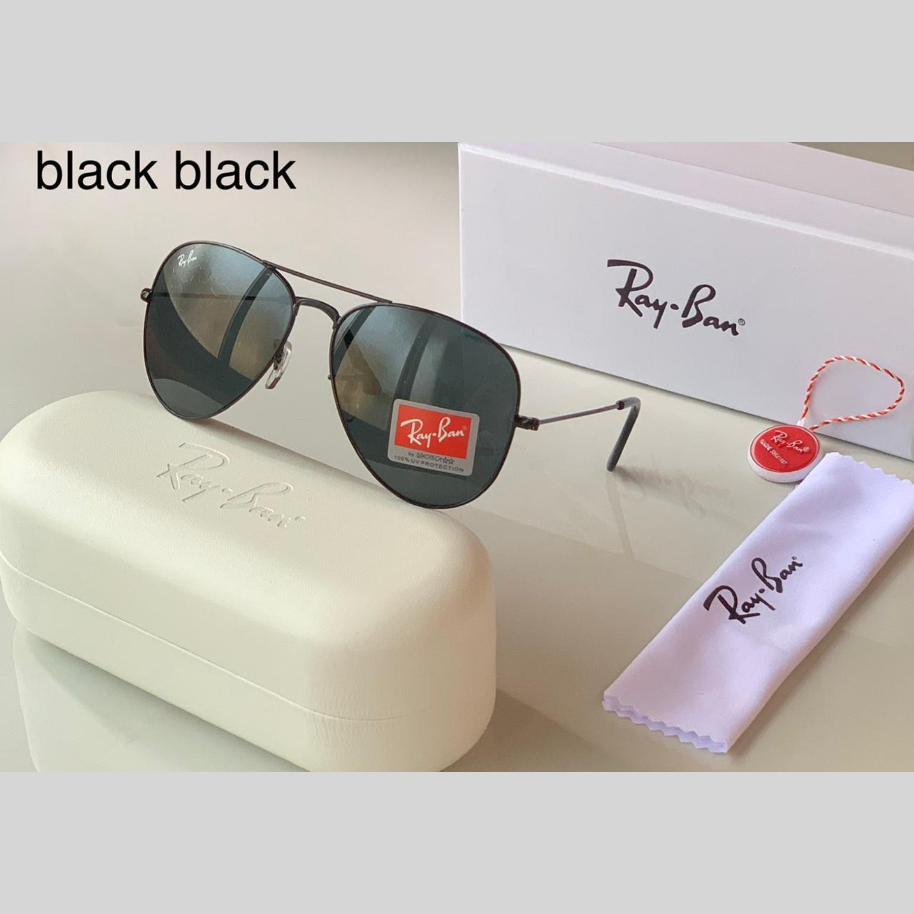 RAY-BAN Black & Black ( 3026 ) Aviator Men's Hot Favorite Trendy Sunglasses.