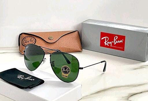 RAY-BAN Green & Black 3026 Aviator Metal FrameTrendy Hot Favourite Wintage Sunglass For Unisex.