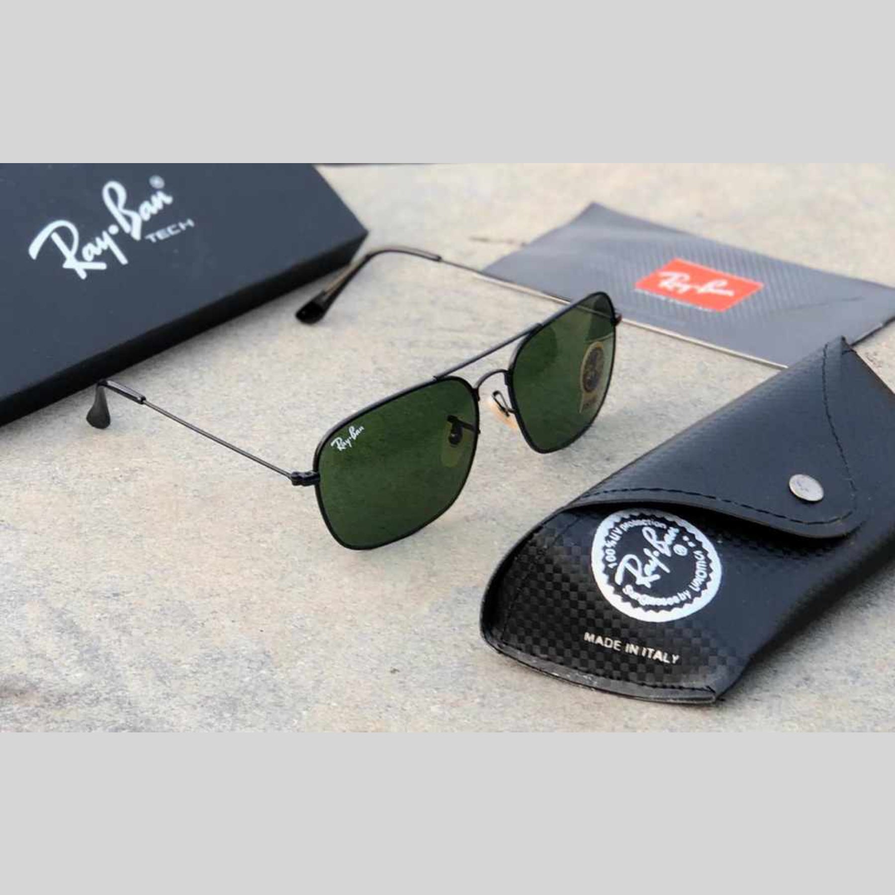 RAY-BAN New Attractive Green & Black 3136 Square Aviator Style Sunglass For Unisex