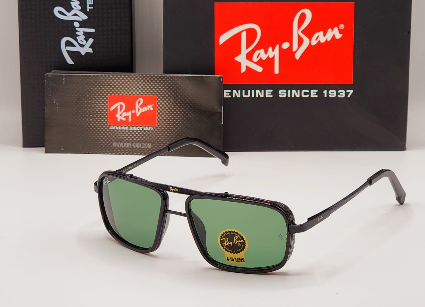 RAY-BAN New Fancy Men's Square Side Cap Gold Metal Frame Trendy Hot Favourite Wintage Sunglass For Unisex.
