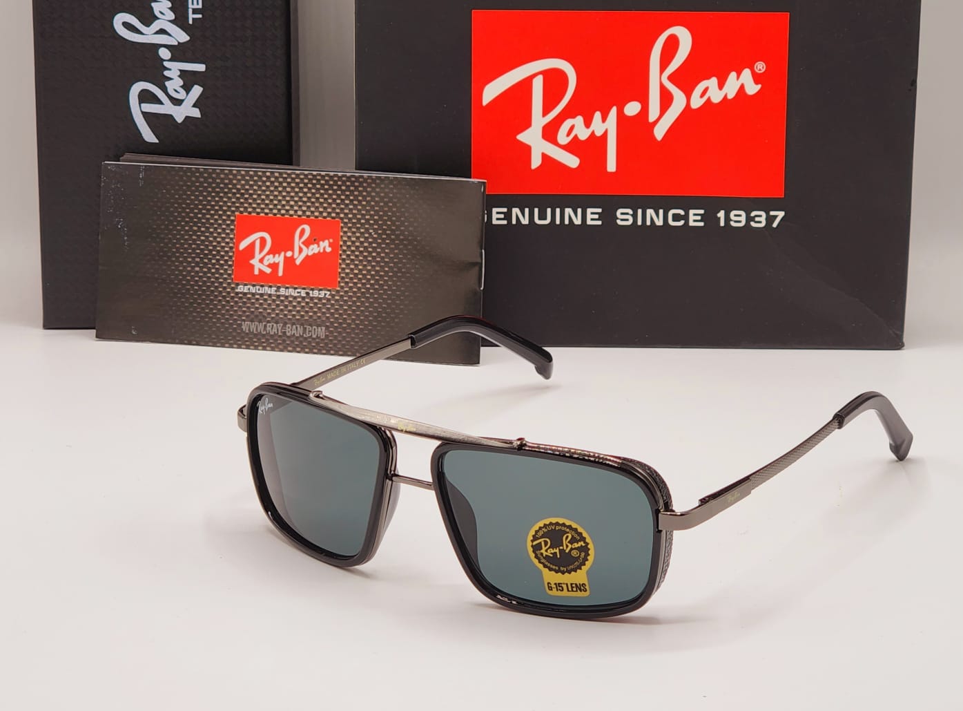 RAY-BAN New Fancy Men's Square Side Cap Gold Metal Frame Trendy Hot Favourite Wintage Sunglass For Unisex.