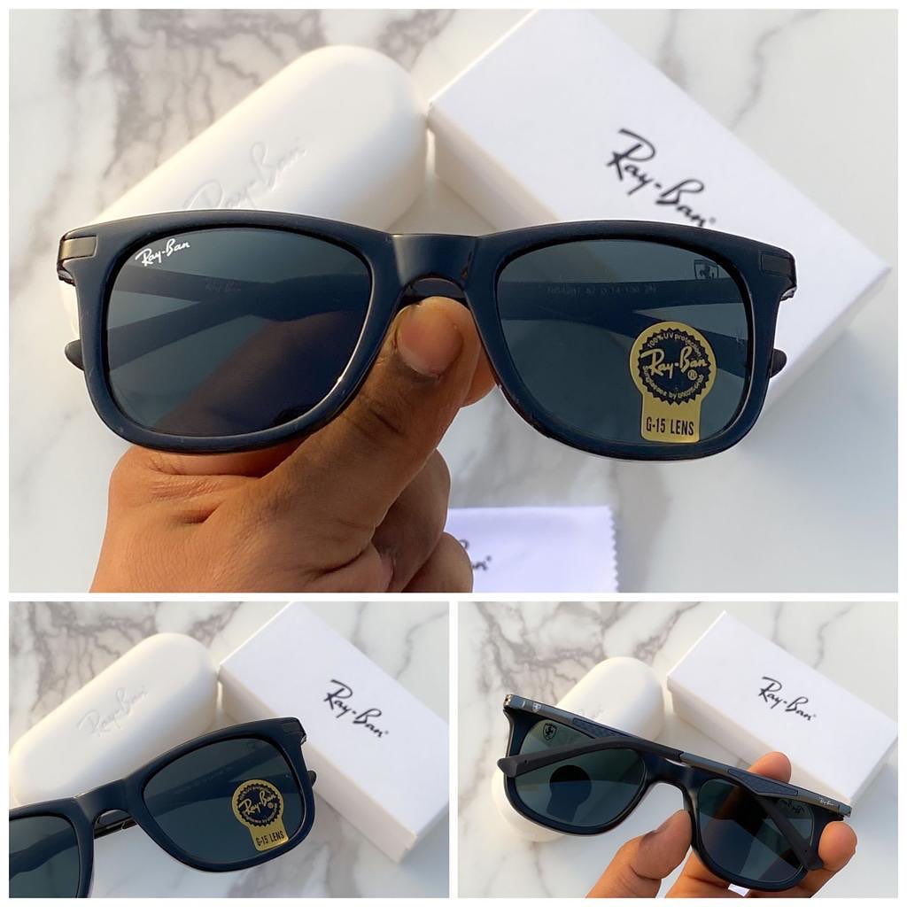 RAY-BAN Black & Black 4287 Square Alluminium Trendy Hot Favourite Wintage Sunglass For Unisex.