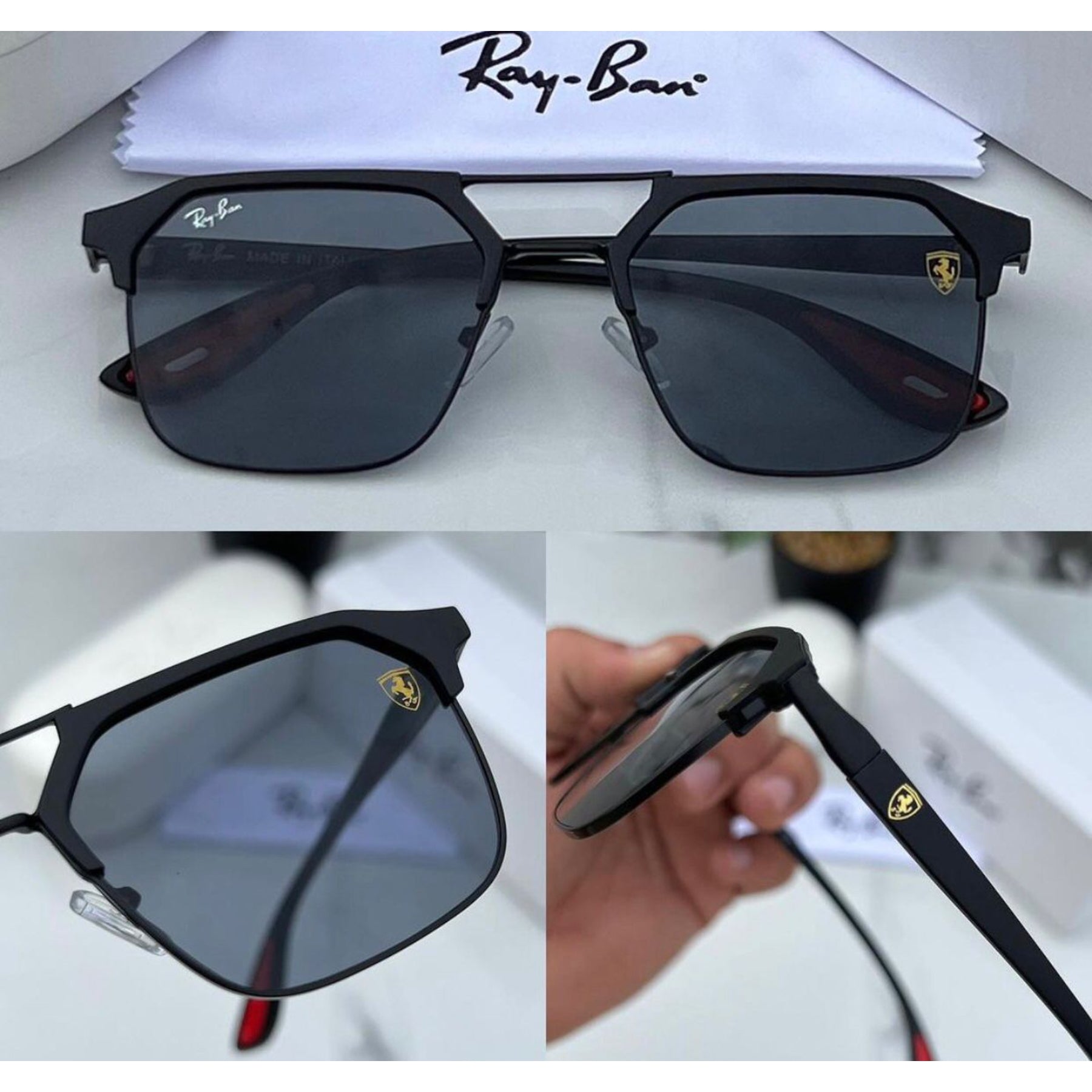 Ray-Ban Latest Fancy All Season Special RB Square Brown Shade Gold 5131 Trending Hot Favorite Fashionable Sunglass For Unisex.