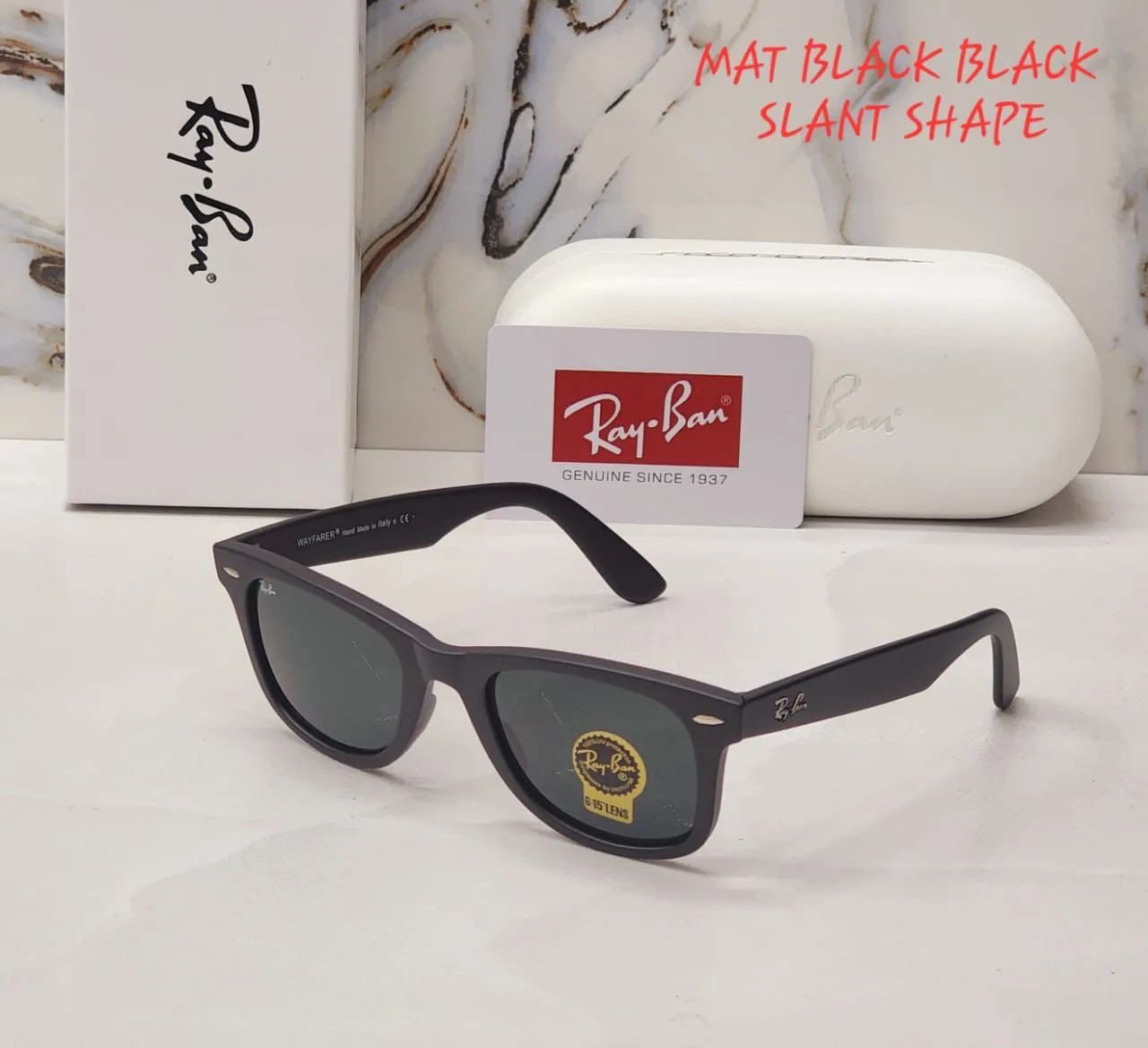 RAY-BAN Black Black 2140 Wayfarer Slant Trendy Hot Favourite Wintage Sunglass For Unisex.