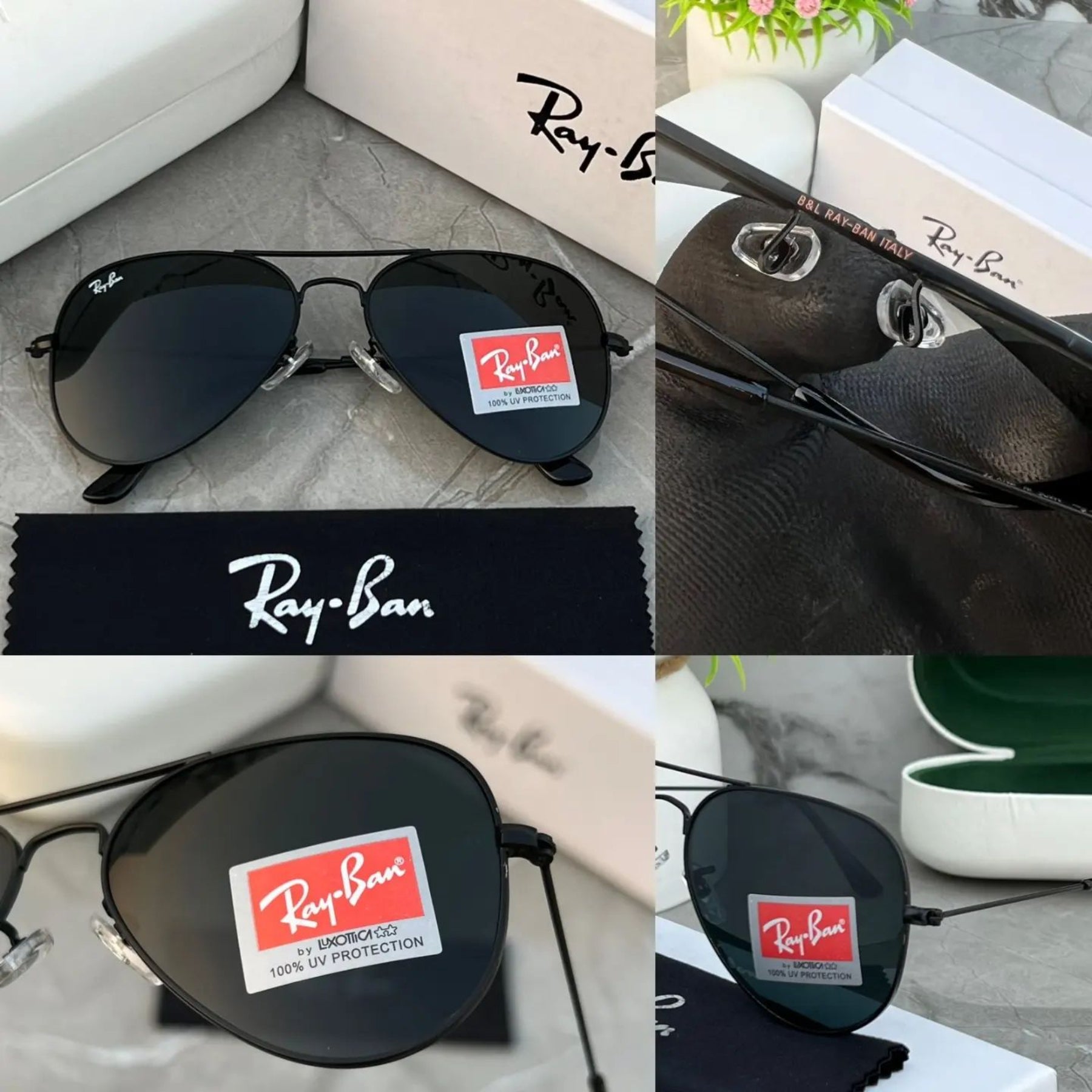 RAY-BAN Black Black 3026 Aviator Trendy Hot Favourite Wintage Sunglass For Unisex.
