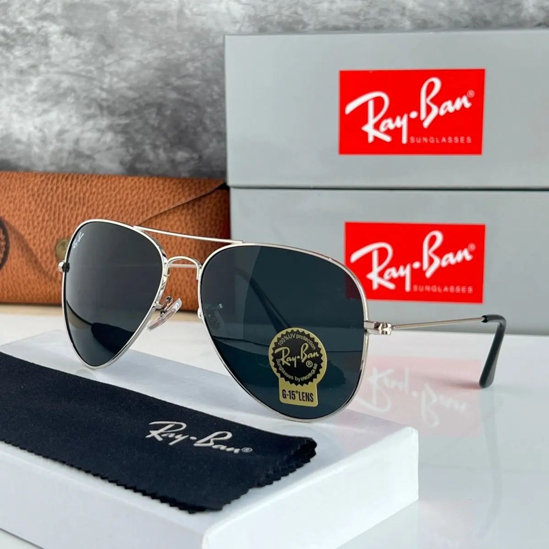 RAY-BAN New Fancy Men's Oval Aviator Silver Metal Frame Trendy Hot Favourite Wintage Sunglass For Unisex.