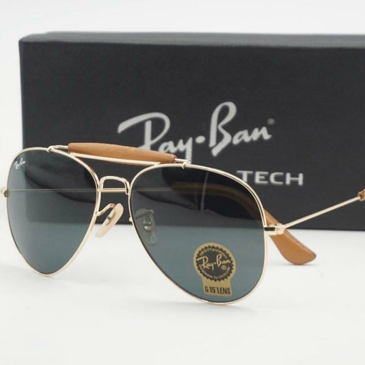 RAY-BAN New Attractive Looking Black & Gold 3422 Fancy Aviator Bridge Sunglass For Unisex