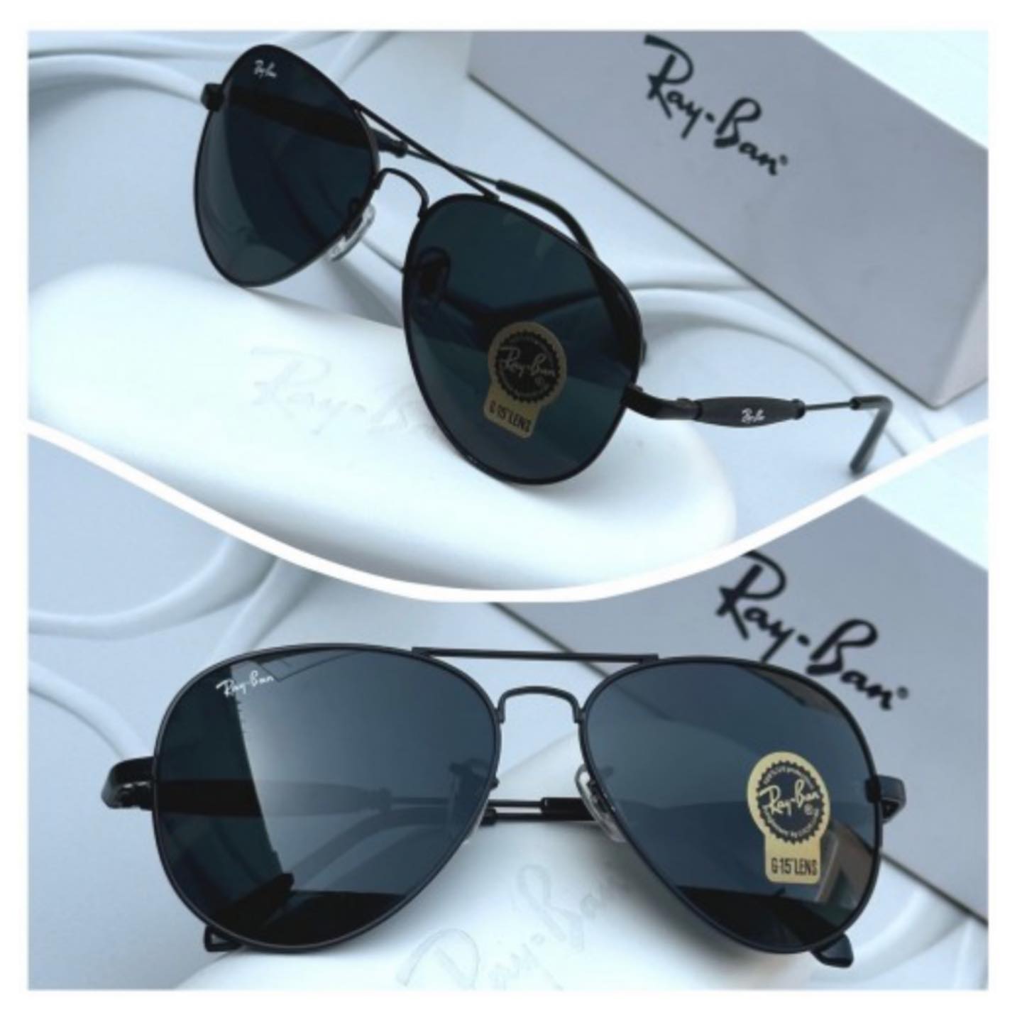 New Vintage Branded Ray-Ban With 100% UV Pack Of 2 Pcs Combo Trendy luxury Men & Women Sunglass